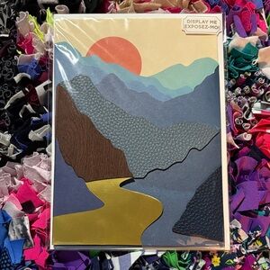 🆕American Greetings-Papyrus Faux Leather 3D Mountain Scene Greeting Card